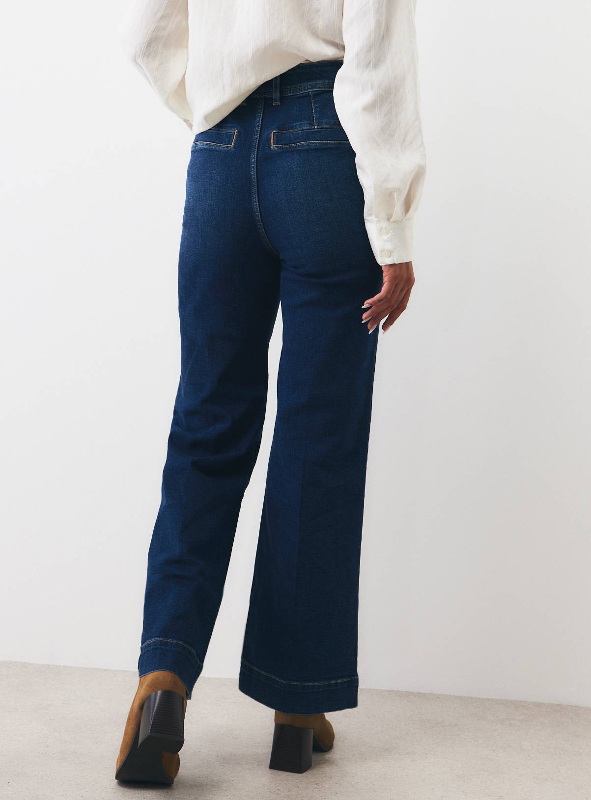 Dark Denim High Rise Stay Crease Flare Jeans 6 - Image 4